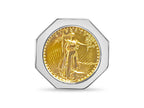 Fancy Solid White/Yellow/Rose Gold Handmade Coin Ring , 1/4oz Coin ,