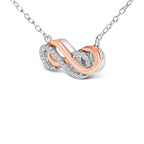 14K Rose Gold Plated Sterling Silver Diamond Accent Double Infinity Pendant Necklace