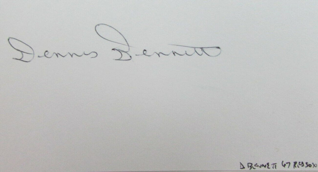 Dennis Bennett 1967 Boston Red Sox Signed 3x5 Index Card with 5x7  Photo 158515