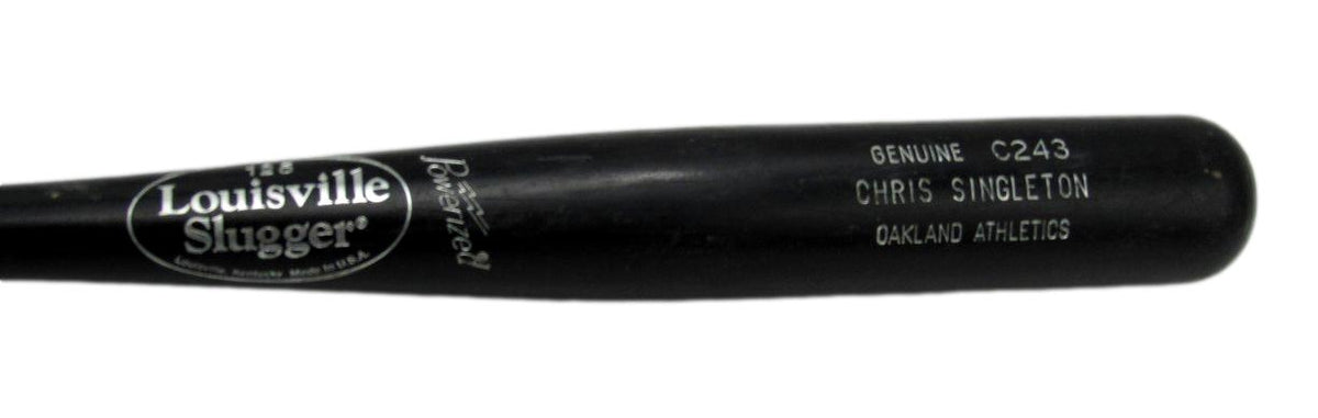 Chris Singleton Unsigned Louisville Slugger Game Used Cracked Baseball Bat A's