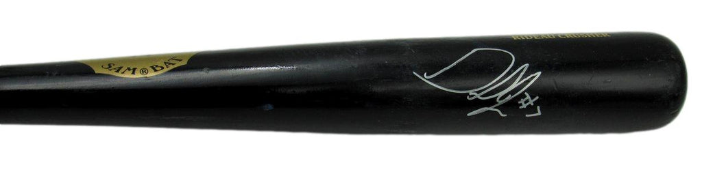 Daniel Johnson Autographed Sam Bat Game Used Cracked Baseball Bat Indians