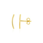 14k Yellow Gold Curve Climber Post Earrings