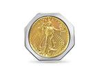 Fancy Solid White/Yellow/Rose Gold Handmade Coin Ring , 1/4oz Coin ,
