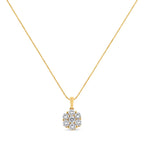 14K Yellow Gold 2.00 Cttw Brilliant Round-Cut Diamond 7 Stone Flower Cluster 18" Pendant Necklace (H-I Color, SI2-I1 Clarity)