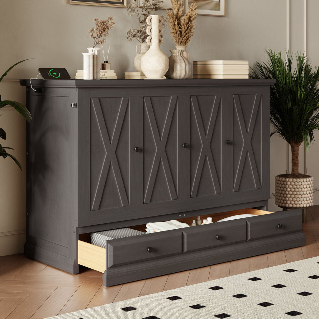 Solid Pine Murphy Bed Chest Cube Cabinet Bed