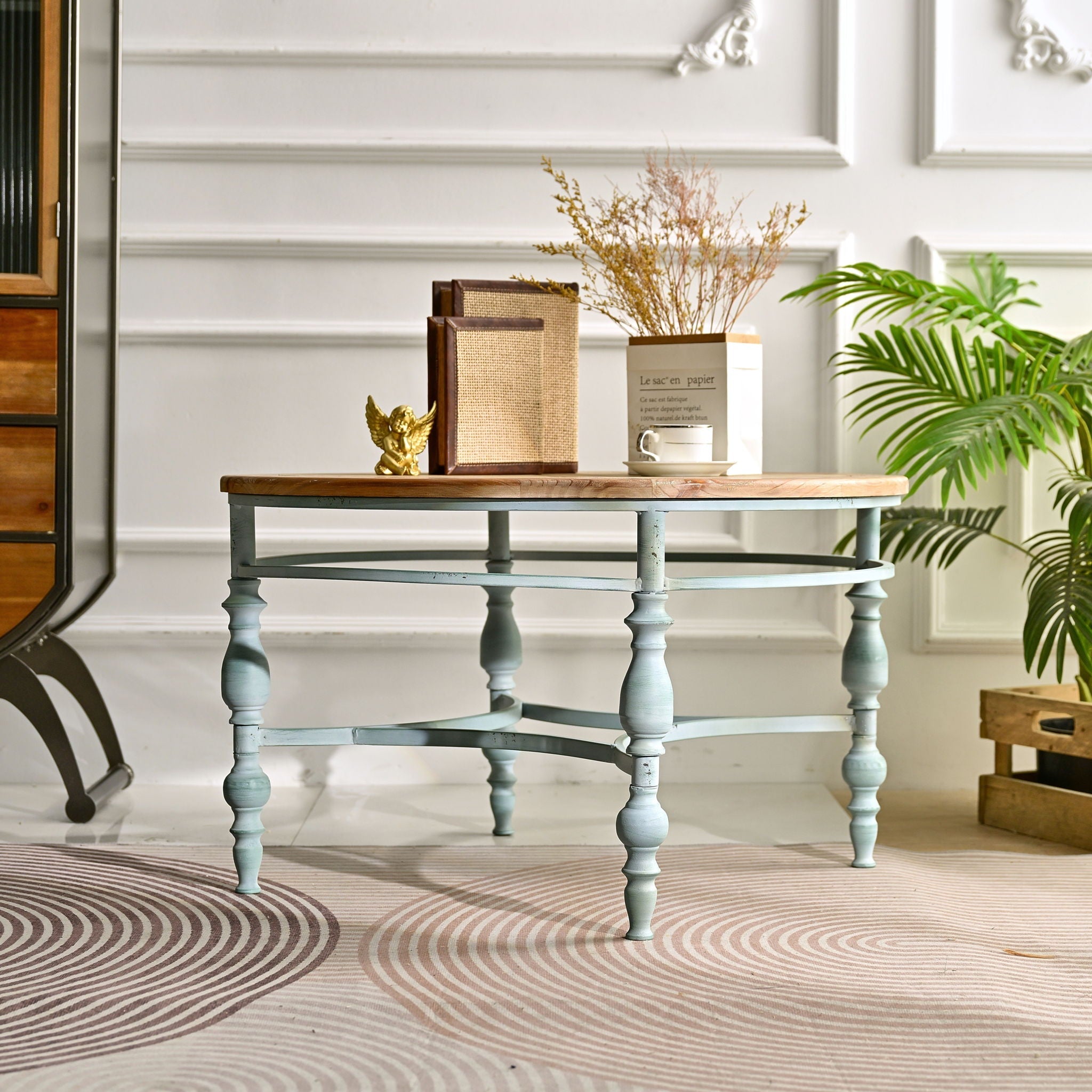 Round Top Carved Table