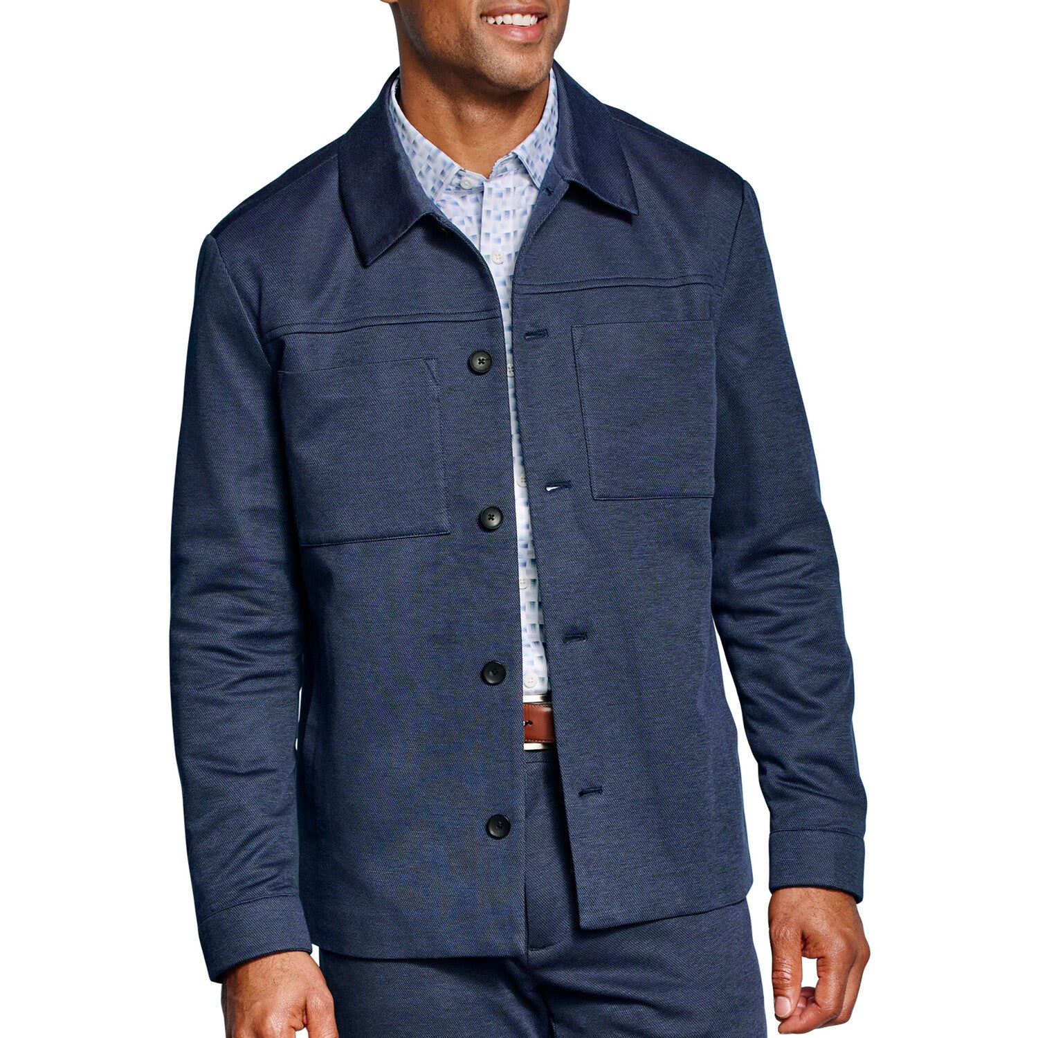 XC Flex Pinnacle Knit Shirt Jacket // Navy Birdseye