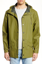 Rains Lightweight Hooded Rain Jacket - Medium Green
