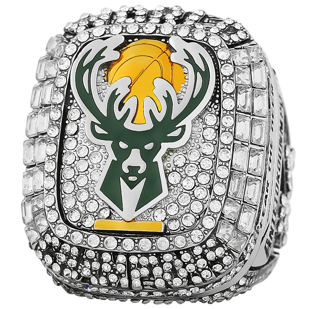 2021 Milwaukee Bucks Championship Ring and Trophy – #34 Tribute Commemorative Replica