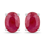 1.70 Carat Genuine Ruby 14K White Gold Earrings