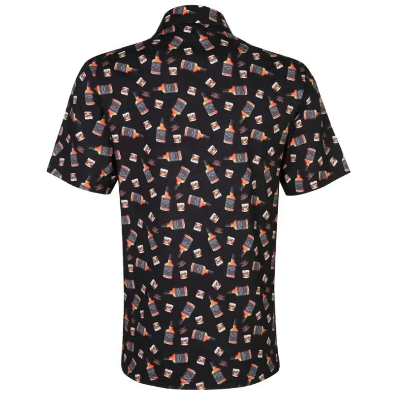 19th Hole Whiskey Cool-Stretch Men's Golf Shirt (Bourbon)