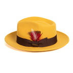 Mustard Crushable Wool Felt Fedora Hat for Men – 100% Australian Wool