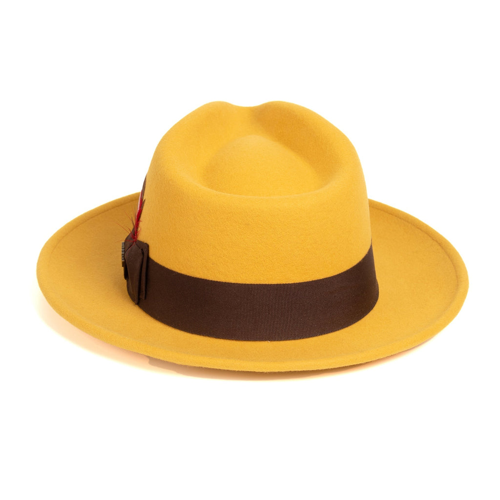 Mustard Crushable Wool Felt Fedora Hat for Men – 100% Australian Wool