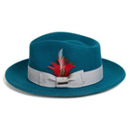 Acid Blue Crushable Wool Felt Fedora Hat for Men – 100% Australian Wool