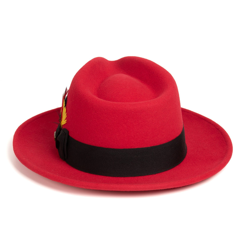 Red/Black Crushable Wool Felt Fedora Hat for Men – 100% Australian Wool