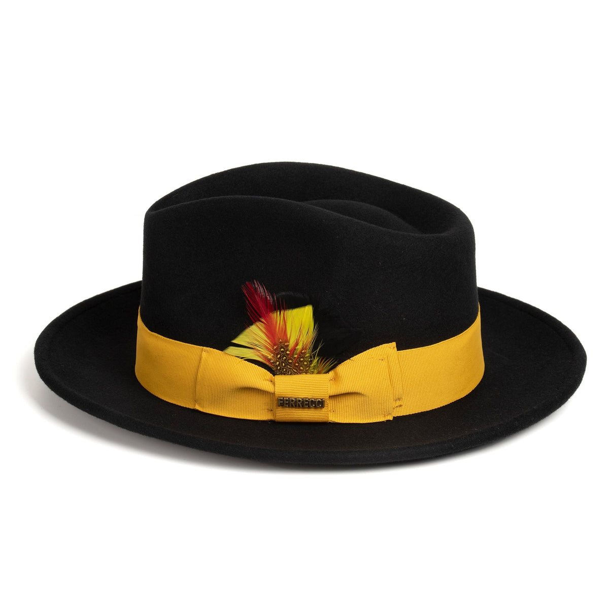 Black/Gold Crushable Wool Felt Fedora Hat for Men – 100% Australian Wool