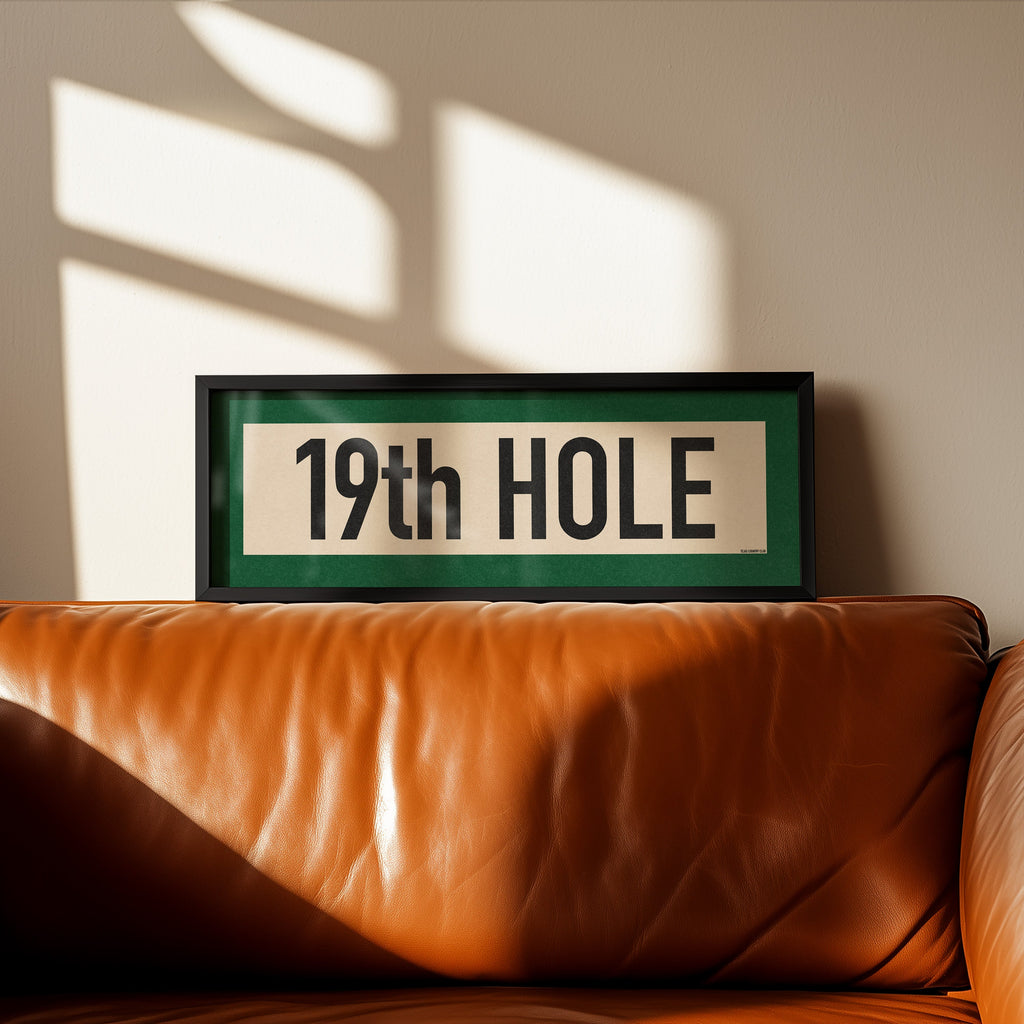 Framed 19th Hole Golf Art Scroll Print