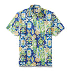 Hawaiian Shirts For Men Vintage Cotton Button Down Totem and Jewelry Short Sleeve Aloha Shirt