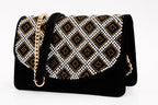 The Nampula Black Glitter Suede Leather Handbag
