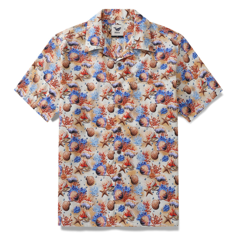 Hawaiian Shirt For Men Secrets of the Sea Shirt Camp Collar 100% Cotton
