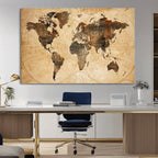 Push Pin World Map Canvas Print | Framed Travel Tracker Wall Art