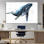 Watercolor Whale Wall Art Canvas Print