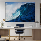 Ocean Wave at Sunset Canvas Art, Large Wall Print of Vibrant Water Waves