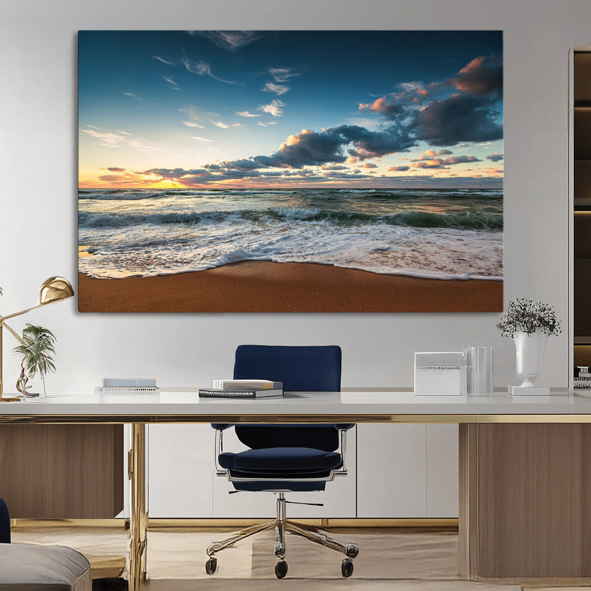 Ocean Beach Wall Art Canvas Print Sunset Artwork Print