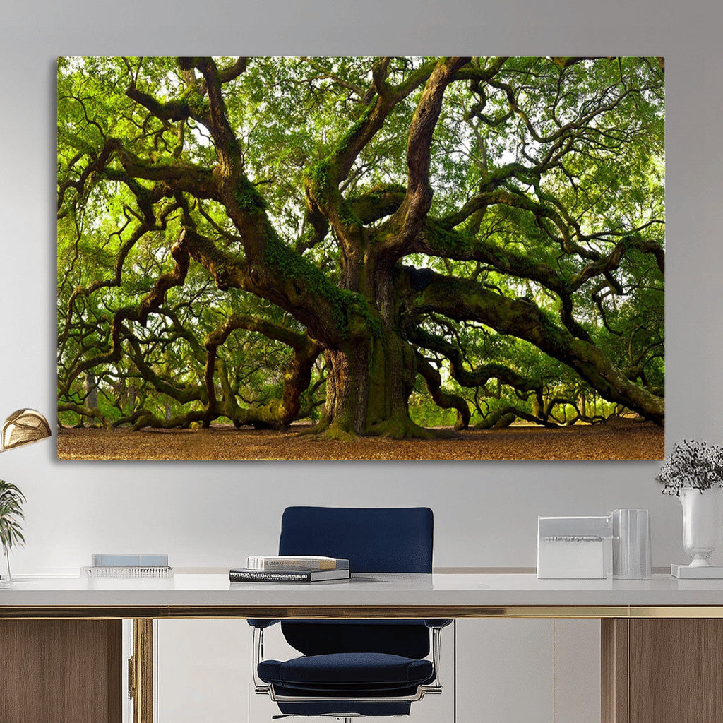 Angel Oak Tree Wall Art Canvas Print | Forest Tree Nature Photography Print