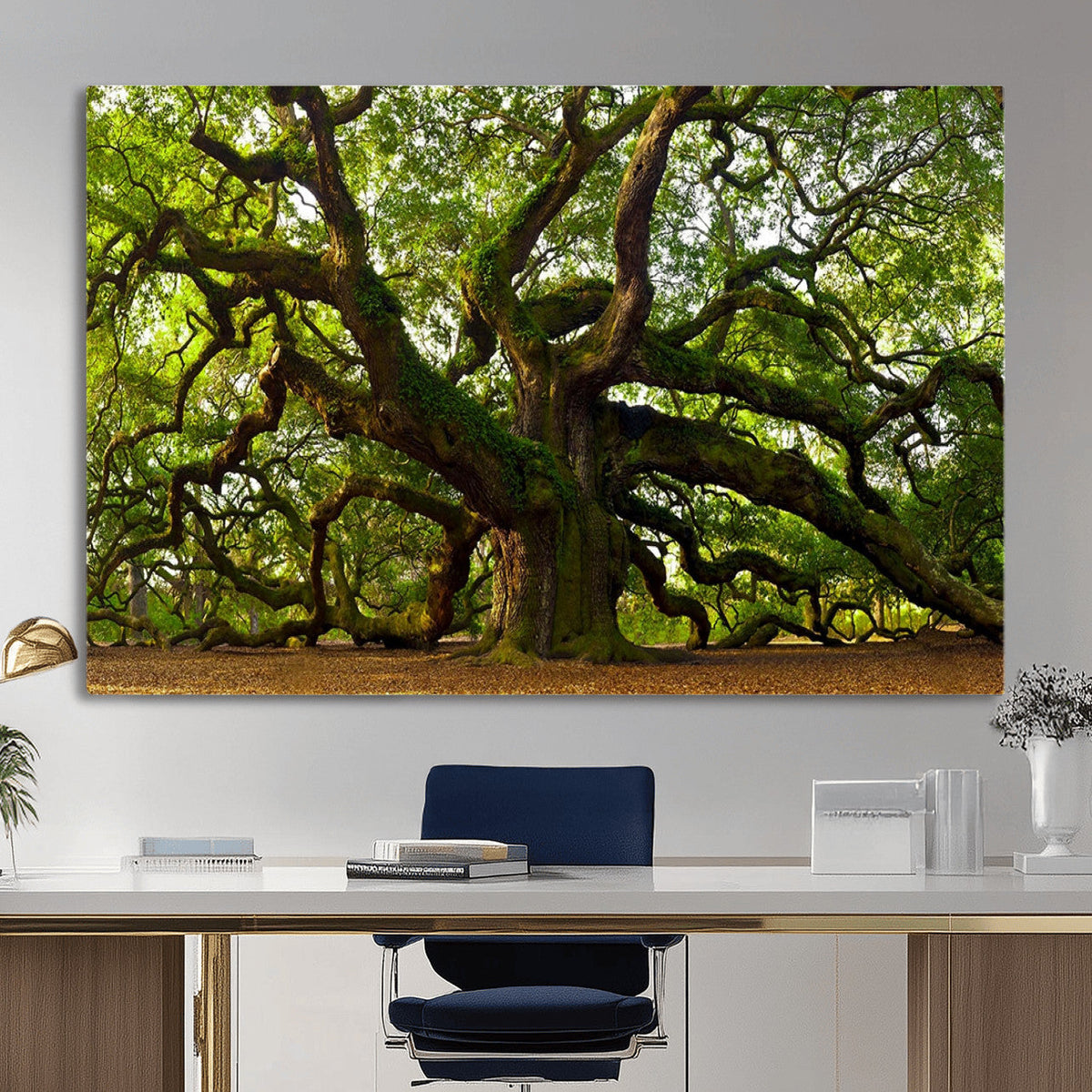 Angel Oak Tree Wall Art Canvas Print | Forest Tree Nature Photography Print
