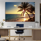 Sunset Palm Trees Wall Art Canvas Print