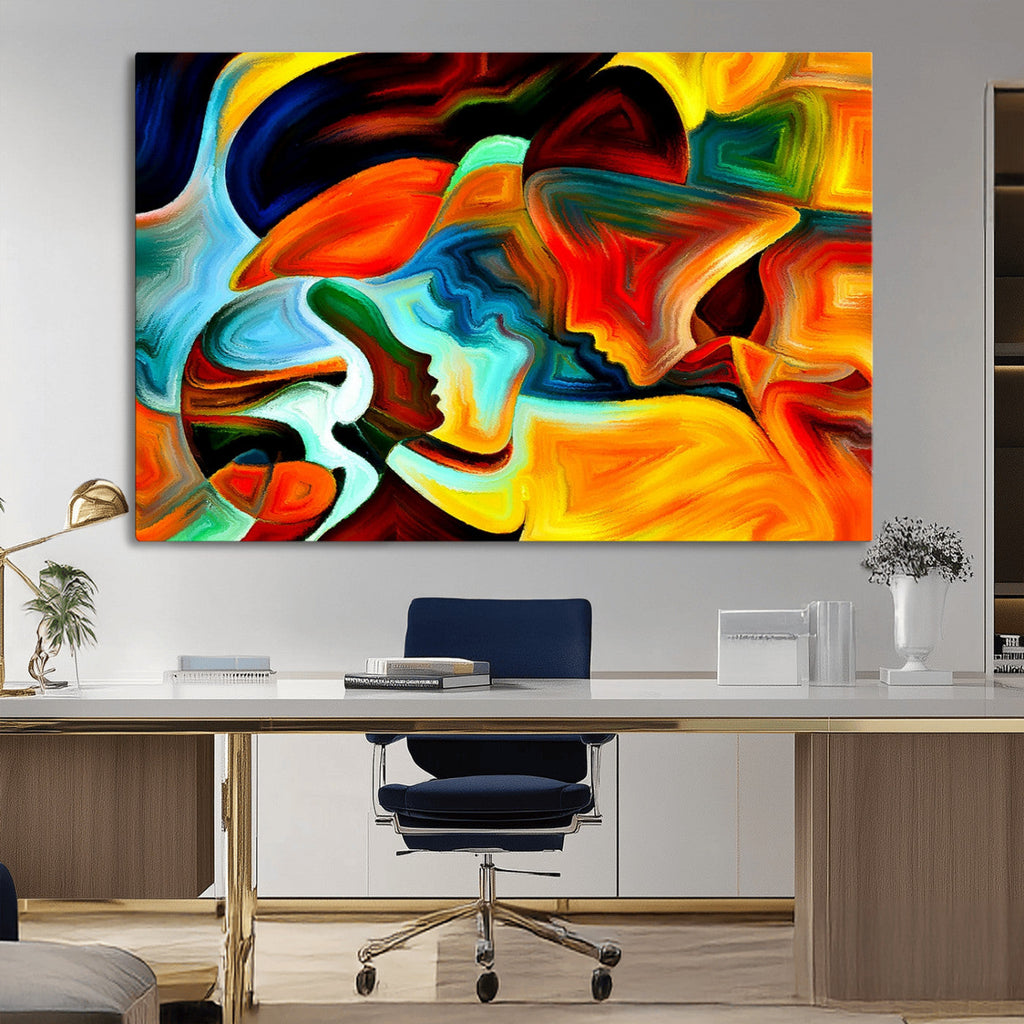 Human Love Figures Abstract Wall Art Canvas Print