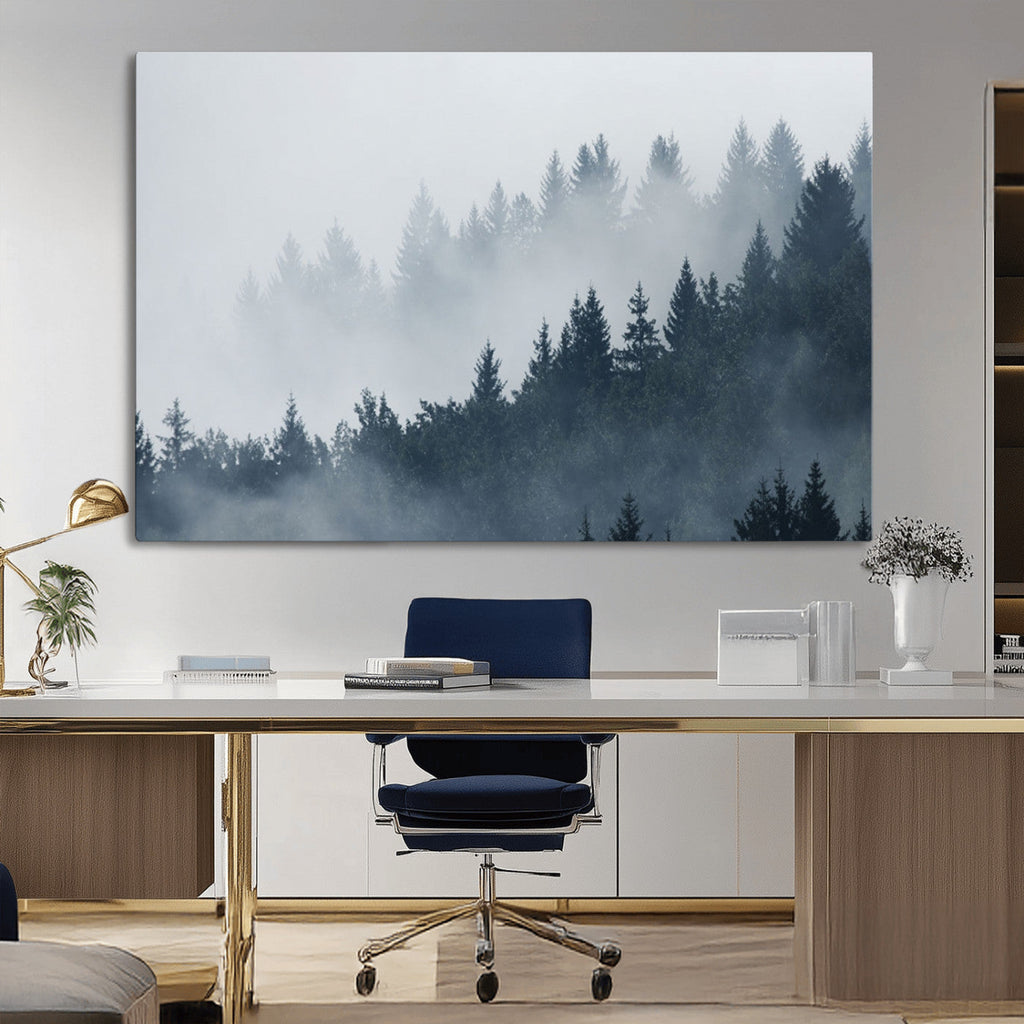 Foggy Pine Forest Wall Art Canvas Print