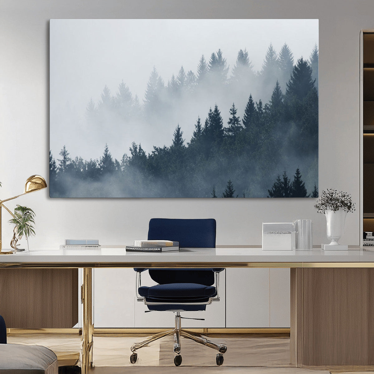 Foggy Pine Forest Wall Art Canvas Print
