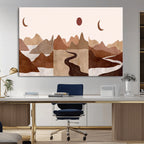 Boho Wall Art Canvas Print Set | Mid-Century Bohemian Wall Artwork, Boho Neutral