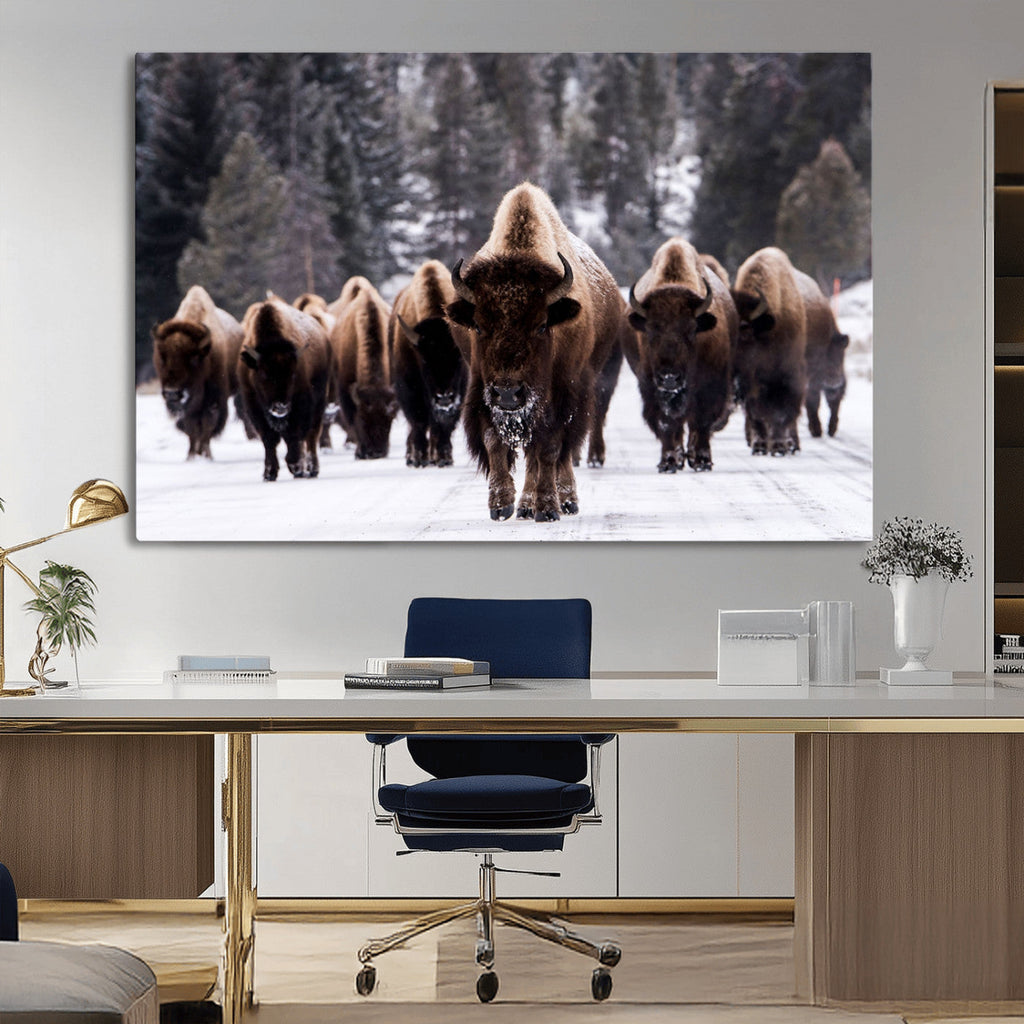 Bison Wall Art Canvas Print, Bison Herd Canvas Wall Art