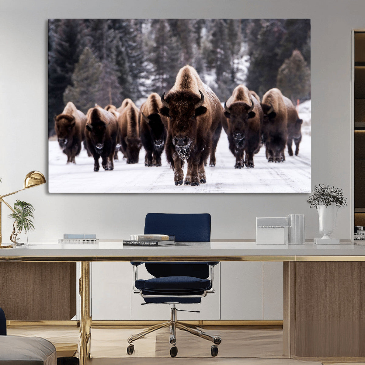 Bison Wall Art Canvas Print, Bison Herd Canvas Wall Art