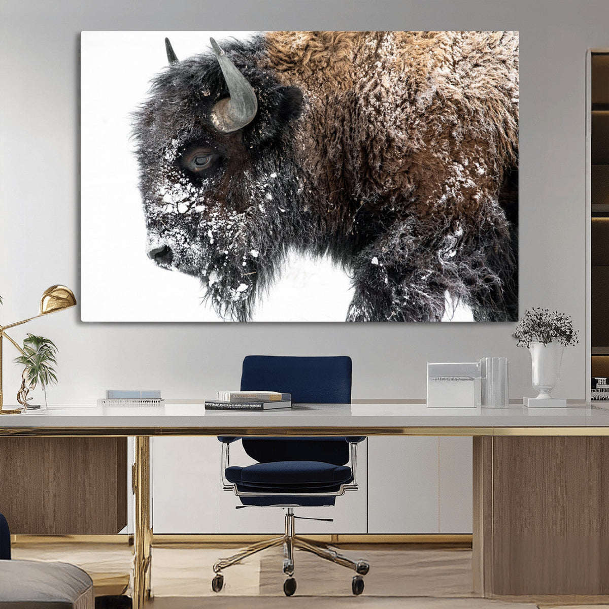 American Bison Wall Art Print, Majestic Buffalo Canvas Print for Living Room or Office