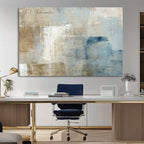 Abstract Blue and Beige Wall Art, Modern Minimalist Canvas Print Set