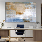 Blue Multi Panel Abstract Wall Art Canvas, Abstract Blue and Gold Canvas Print