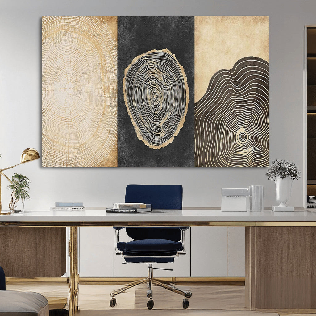 Tree Rings Canvas Wall Art Print, Minimalist Natural History in Modern Decor