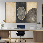 Tree Rings Canvas Wall Art Print, Minimalist Natural History in Modern Decor