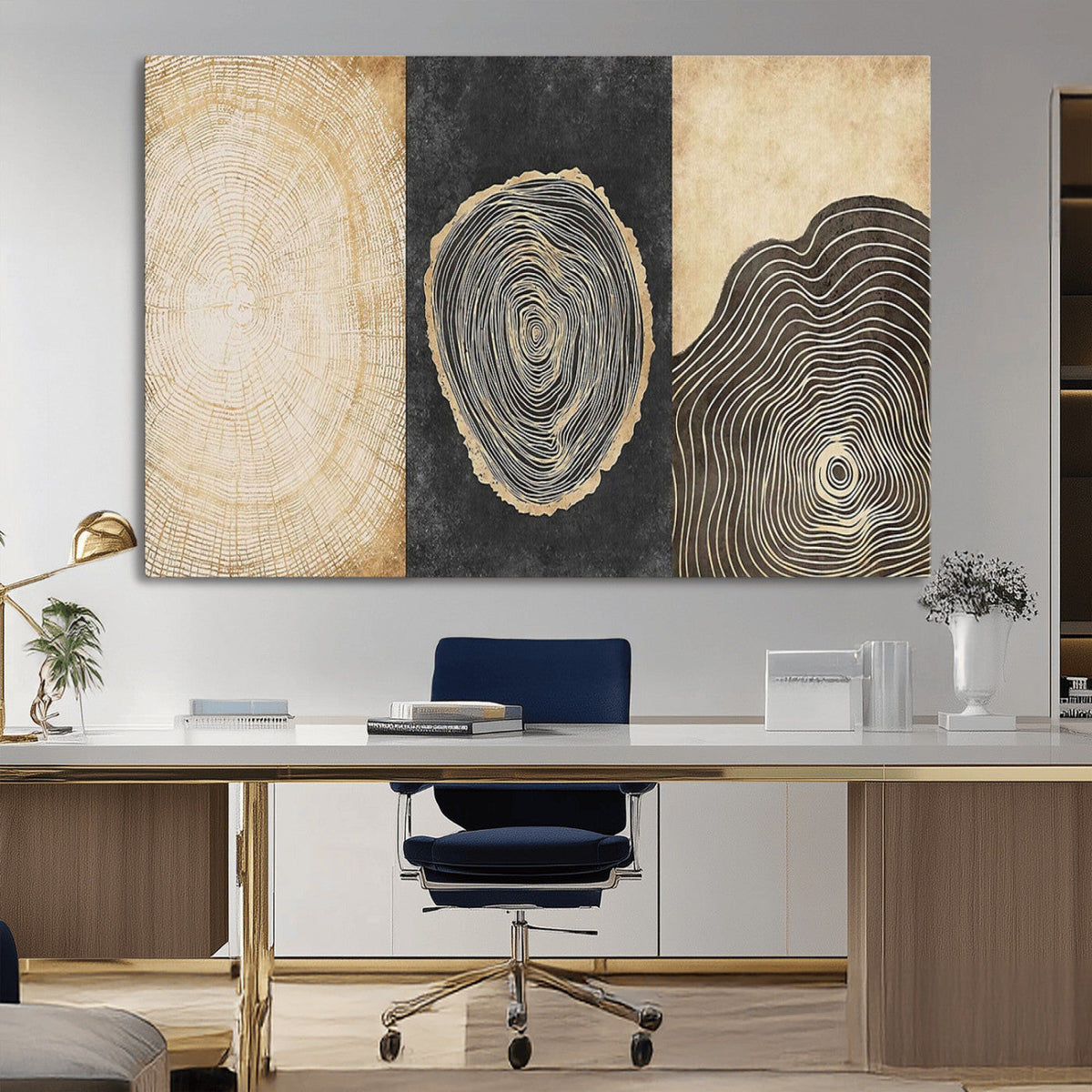 Tree Rings Canvas Wall Art Print, Minimalist Natural History in Modern Decor