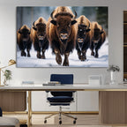 Buffalo Wall Art Canvas Print, American Bison Herd Wall Art