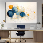 Geometric Blue Orange Abstract Wall Art Canvas, Geometric Blue Orange Canvas Print