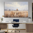 Golden Fields Wall Art Print Canvas | Serene Minimalist Landscape for Farmhouse Decor