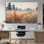 Golden Fields Canvas Wall Art Print | Serene Minimalist Landscape for Modern Decor