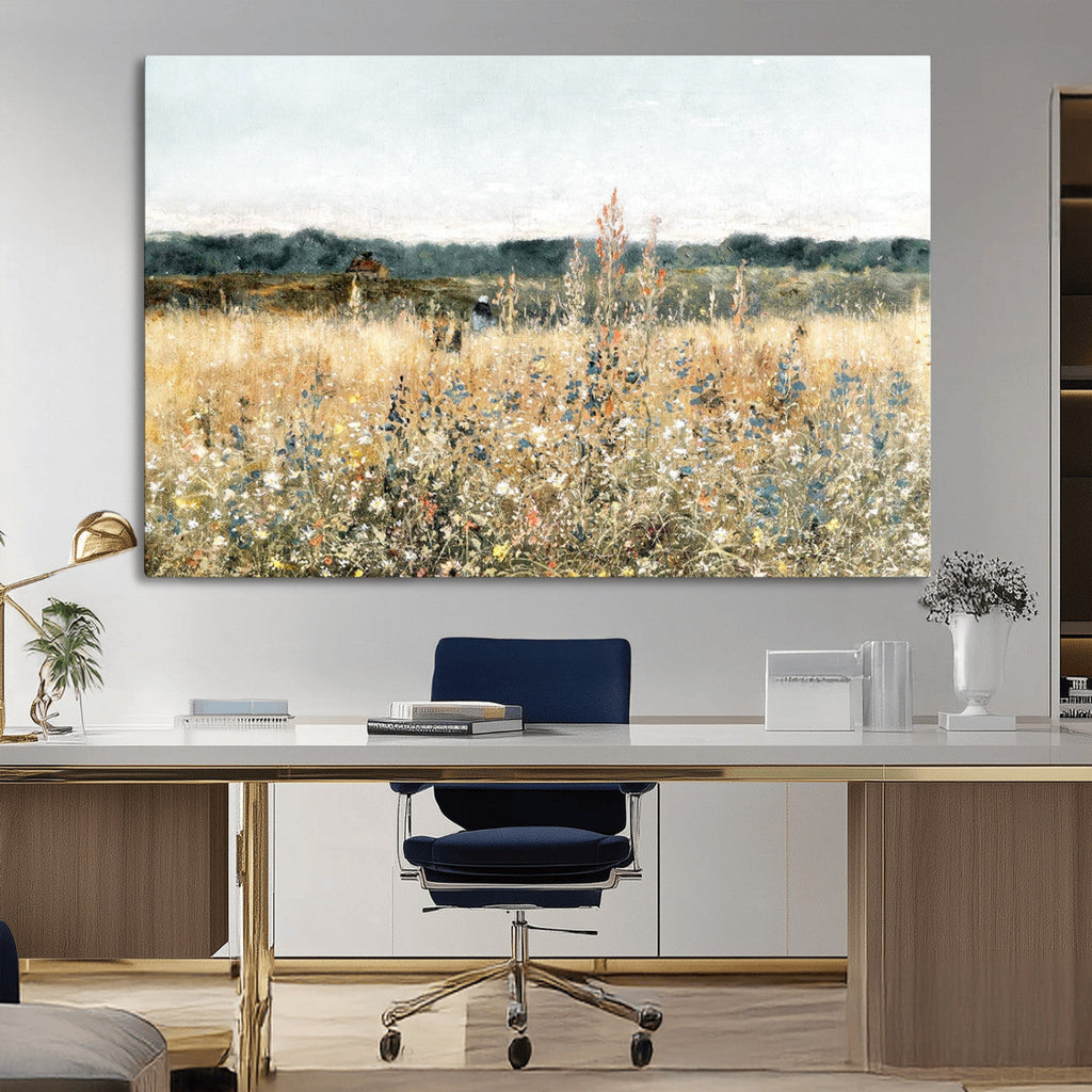 Wildflower Field Wall Art Canvas | Nature-Inspired Landscape Canvas Print for Living Room or Office