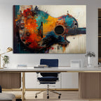 Abstract Guitar Wall Art Canvas | Vibrant Music-Inspired Art for Living Room or Studio