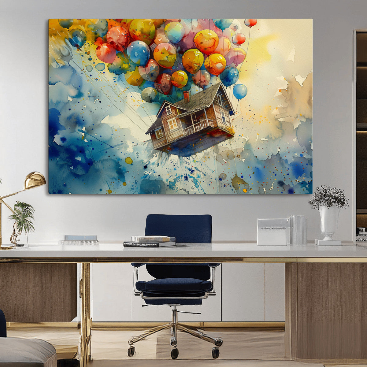 UP-Inspired Floating House with Balloons Canvas Art | Colorful Wall Decor